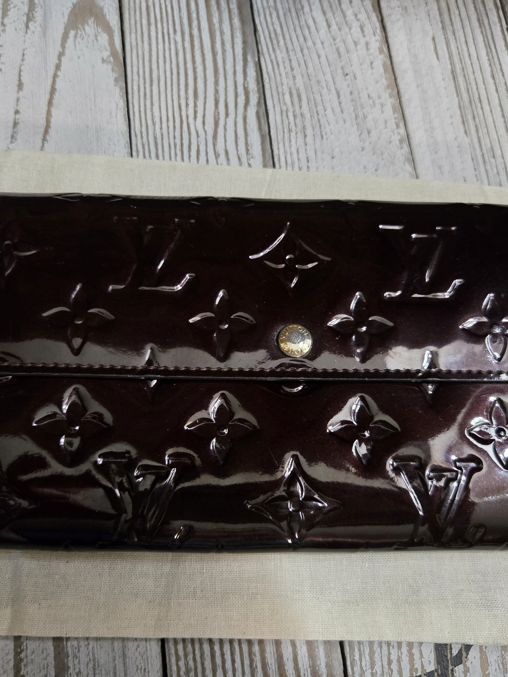 Louis Vuitton Vernis Patent Leather Wallet in Deep Burgundy